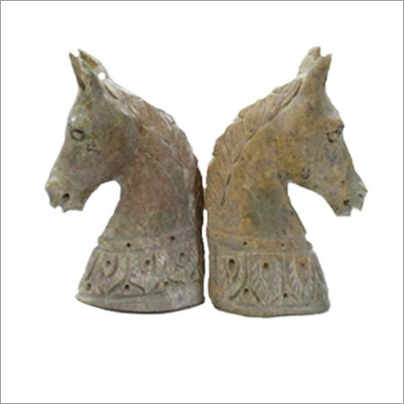 Soapstone Carved Horse Head - Hand-Carved, Greenish Pink, Realistic Detail, Vastu Compliant Gift