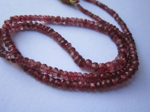 red spinel faceted rondelle beaded 1 strand necklace  3mm-4.5mm 16inch 