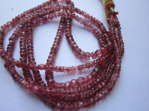 Red spinel faceted rondelle beaded 2 strand necklace  3mm-4.5mm 18inch -17inch 