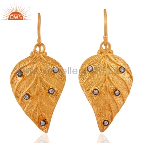 18K Gold Plated Sterling Silver Cubic Zirconia Earrings