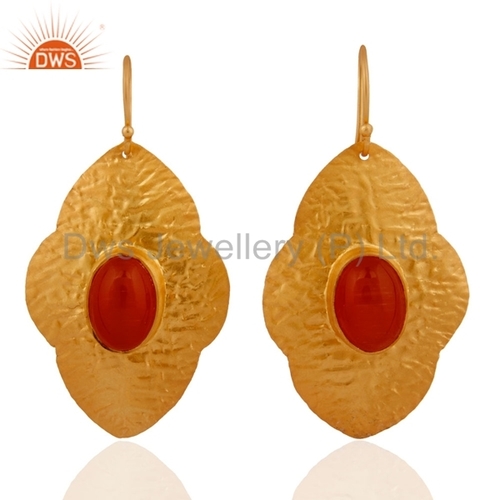 Peach Moonstone Gold Plated Earring Jewelry Gender: Women