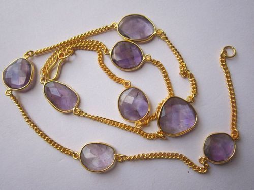 Purpal Amethyst 8 Pcs Connectors Gold Plated Chain 24 Inch