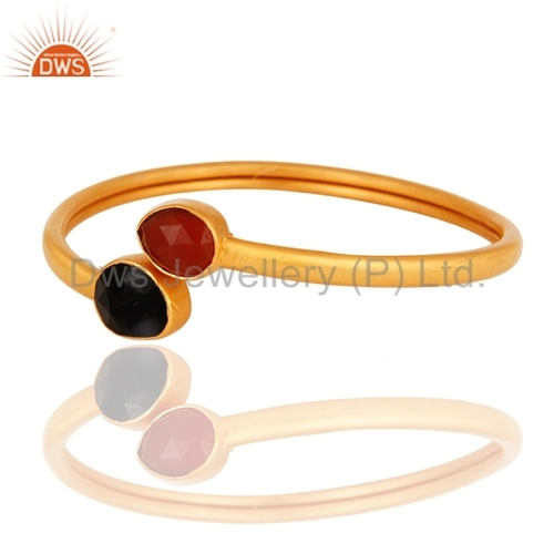 Red & Black Onyx 22K Gold Vermeil Brass Bangle