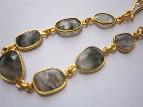 rutile 7 pcs connectors gold plated bracelet 7.5 inch 