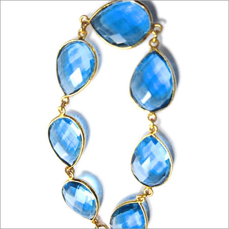 BT quartz pear 7 pcs connectors gold plated bracelet 7.5 inch 
