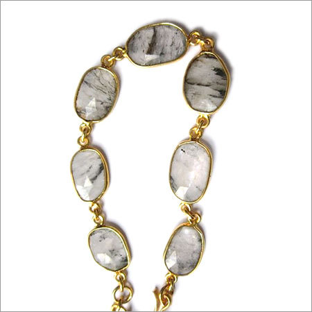 rutile 7 pcs connectors  gold plated bracelet 7.5 inch 