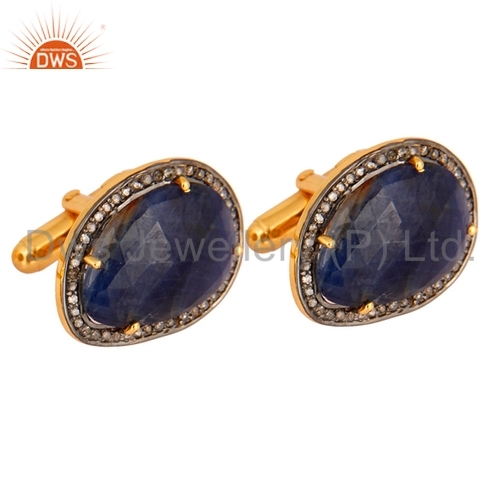 Blue Sapphire Diamond Pave Cufflinks