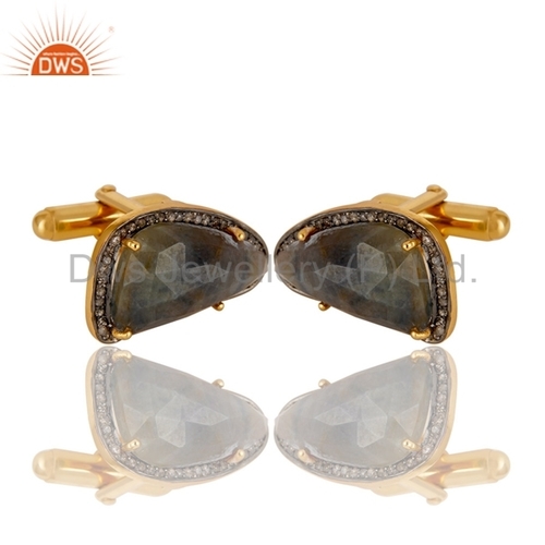 Blue Sapphire Pave Diamond Sterling Silver Cufflinks