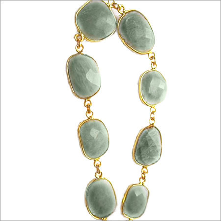 amozonite & chrysoprase8 pcs connectors  gold plated bracelet 7.5 inch 