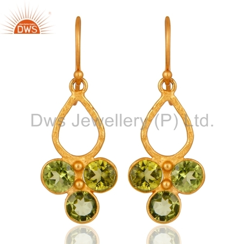 Peridot Gemstone Sterling Silver Earrings Gender: Women