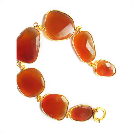carnelian 7 pcs connectors  gold plated bracelet 7.5 inch 