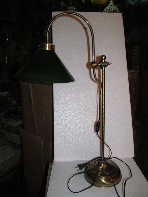 Lampshade - Metal and Fabric, 12 Inch Shade Diameter, Green and Brass | Adjustable Height, Elegant Design, Energy Efficient