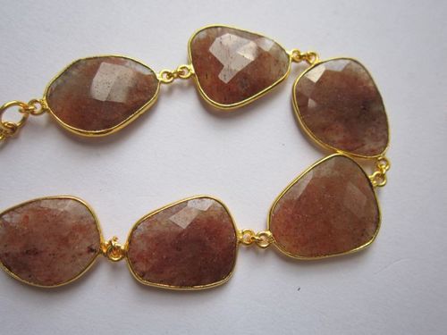 red rutie 6 pcs connectors  gold plated bracelet 7.5 inch 