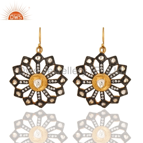 Sterling Silver Crystal Polki Earring