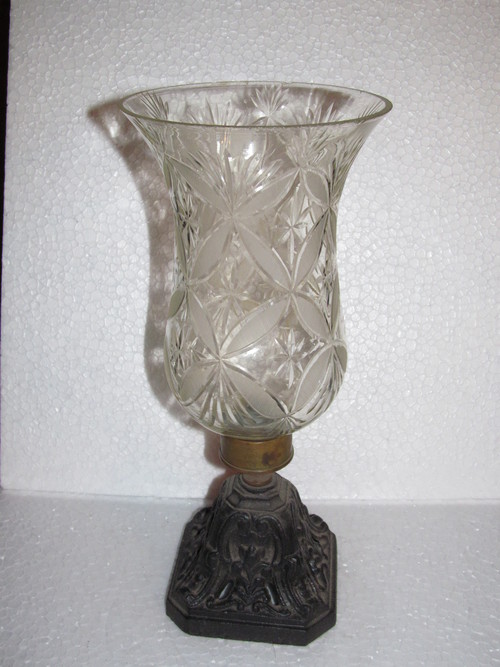 Lampshade - Glass & Metal, 6 Inch Diameter x 10 Inch Height, Clear | Etched Floral Pattern, Elegant Design, Durable, Easy to Clean