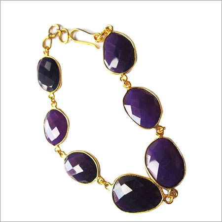 black onyx 7pcs connectors  gold plated bracelet 7.5 inch 