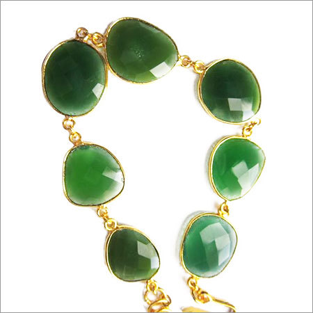 heena chalcedony 7pcs connectors  gold plated bracelet 7.5 inch 