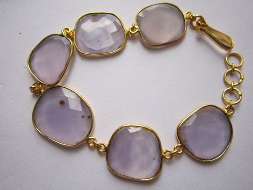 amethyst  6pcs connectors  gold plated bracelet 7.5 inch 