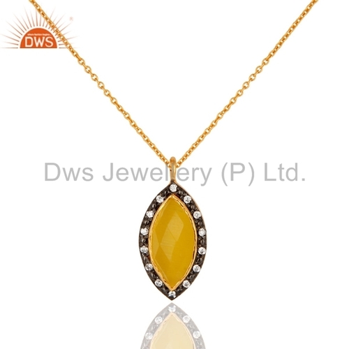 14K Gold Vermeil Sterling Silver Moonstone Pendant