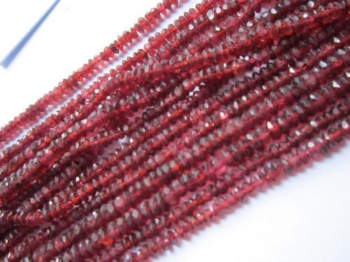 Round Brilliant Cut Garnet Faceted Rondell Beads 3-4mm Faceted Single Strand 13 Inch