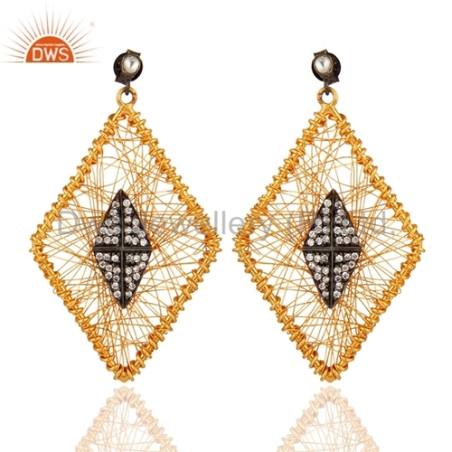 Dangle Earrings - 925 Sterling Silver with Gold Plating Crystal and Zircon Accents for Women Perfect for Gifts and Parties