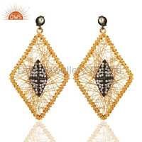Dangle Earrings - 925 Sterling Silver With Gold Plating, Crystal And Zircon Accents For Women, Perfect For Gifts And Parties