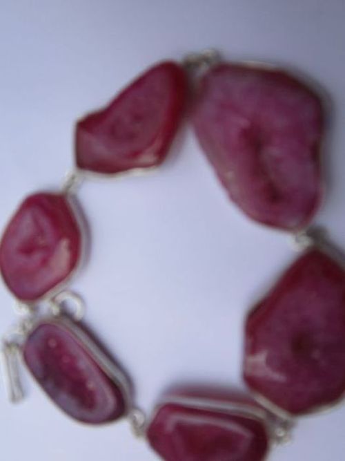 118 cts 8 inch 6 pcs pink druzy sterling silver coated ready to wear bracelet 