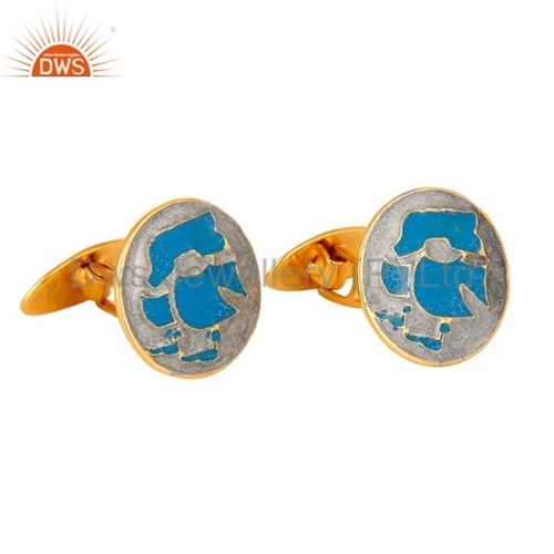 Enamel Gold Plated 925 Silver Cufflinks