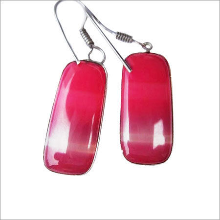 Pink One Pair Multi Chalcedony Sterling Silver Plated Earrings #1577