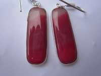 Multi Chalcedony Earrings - Sterling Silver Plated, Red Cat Effect & White Gold Accent