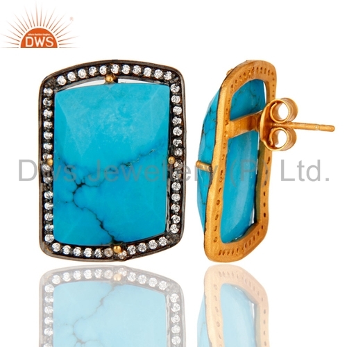 18K Gold Plated Sterling Silver Turquoise Earrings