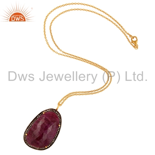 Sterling Silver Diamond & Ruby Pendant