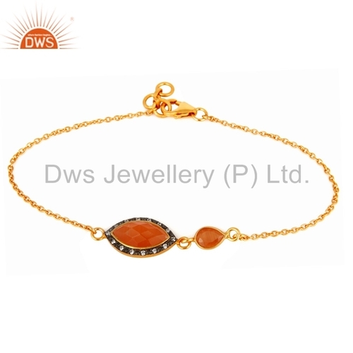 Gold Plated Cz Gemstone Chain Bracelet Gender: Women