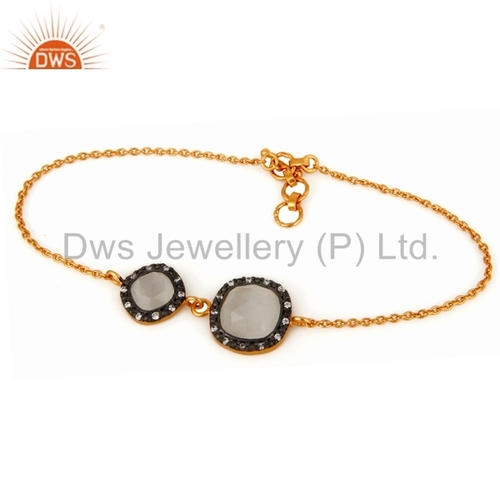 Moonstone 18K Gold Plated Sterling Silver Bracelet