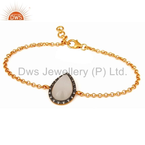 Moonstone Sterling Silver Gold Plated Bracelet