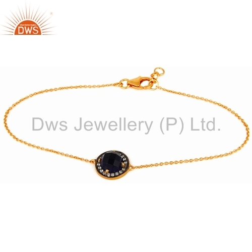 925 Silver Gold Plated Gemstone Bracelet