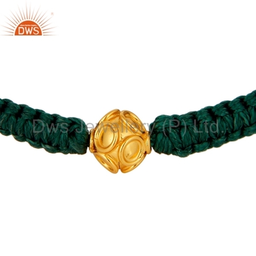 Solid 18K Yellow Gold Bead Macrame Bracelet