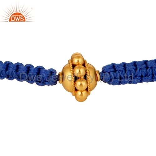 18K Solid Yellow Gold Bead Ball Macrame Bracelet