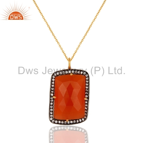 Peach Moonstone 18K Gold Plated Pendant