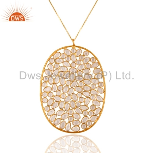 Gold Plated Sterling Silver Cubic Zirconia Pendant