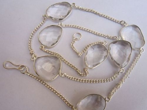 White Crystal 7Pcs Connectors 20 Inch Ready To Wear Chain 