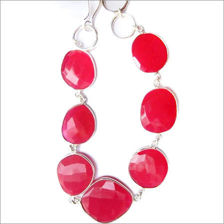  57 cts pink chalcedony 7pcs connectors 8 inch ready to wear bracelet 