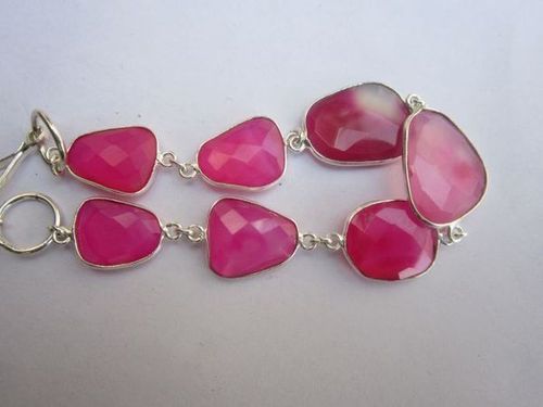  60cts pink chalcedony 7pcs connectors 8 inch ready to wear bracelet 