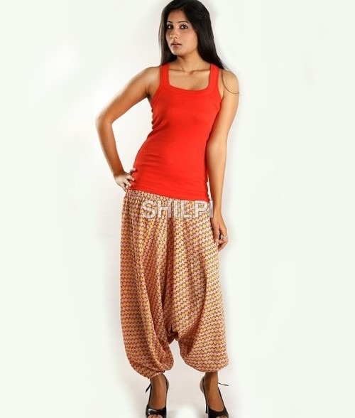 Light In Weight Cotton Pink And Yellow Harem Pants