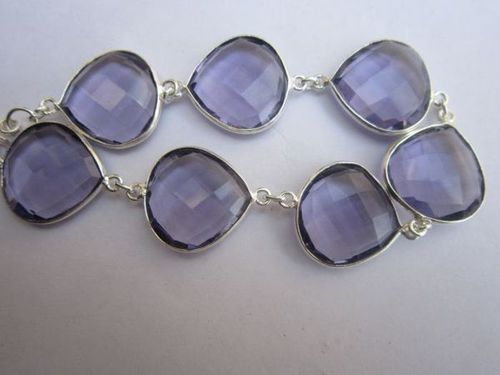 88 cts amethyst quartz 7pcs heart connectors 8 inch ready to wear bracelet 