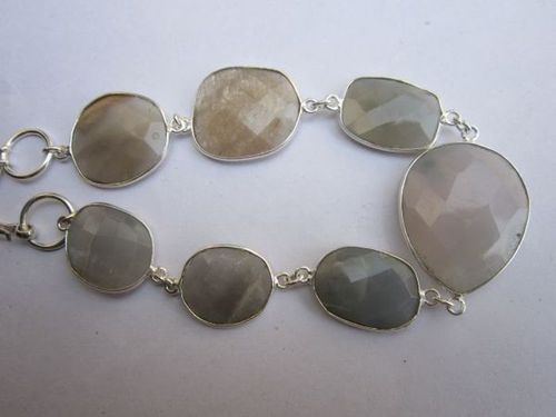 82 cts gray moonstone 7pcs connectors 8 inch ready to wear bracelet 