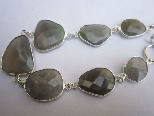 58 cts gray moonstone 7pcs connectors 8 inch ready to wear bracelet 
