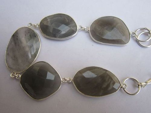 102cts gray moonstone 5pcs connectors 8 inch ready to wear bracelet 