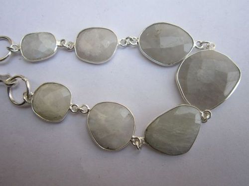 56 cts gray moonstone 7pcs connectors 8 inch ready to wear bracelet 