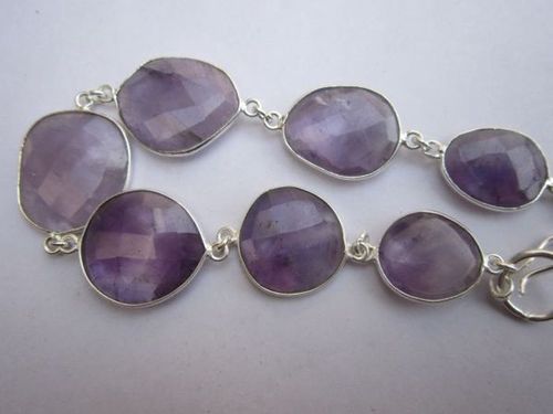 66 cts bio amethyst quartz 7pcs connectors 8 inch ready to wear bracelet 